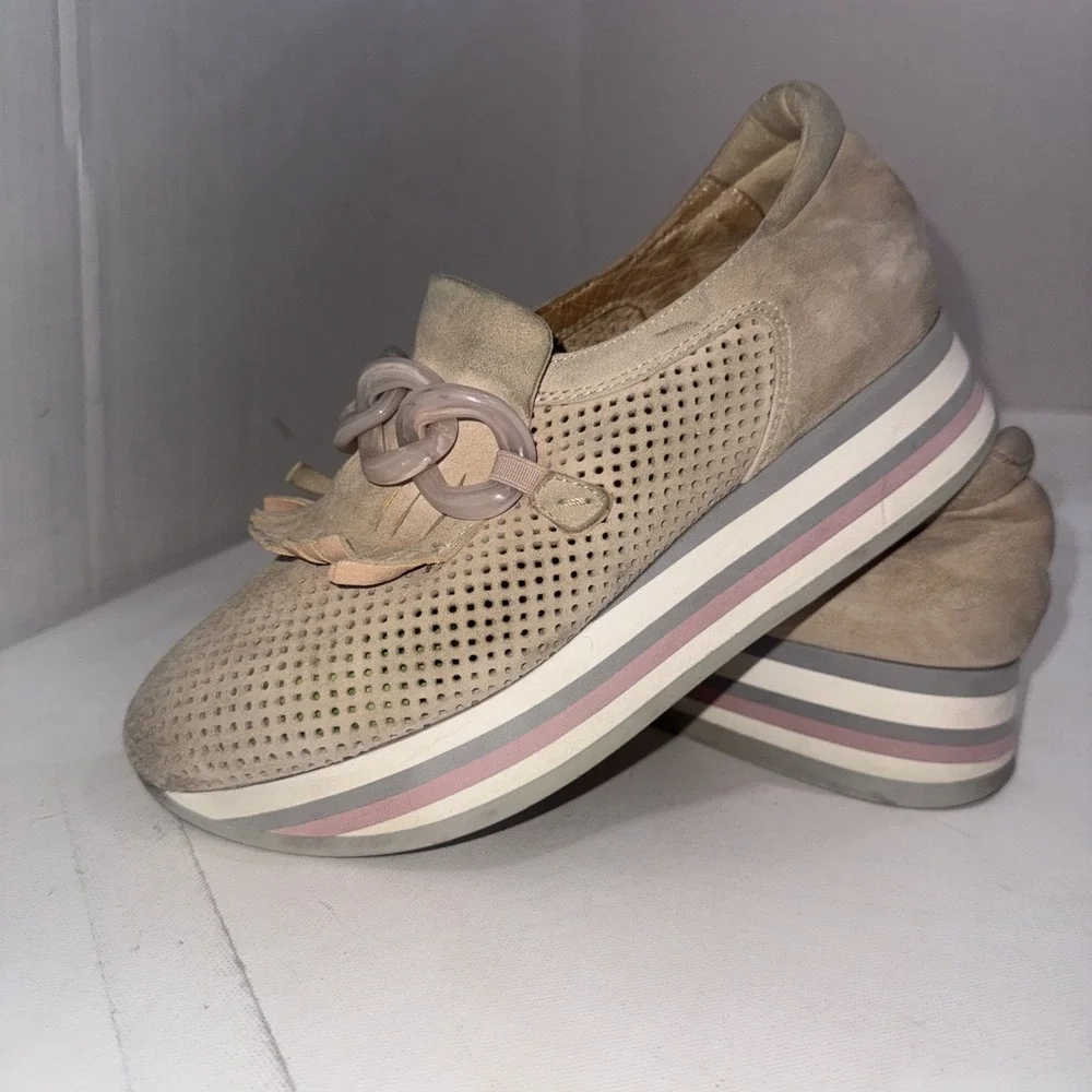 Softwaves Cadie Platform Sneakers Shoes Sand Beige 38 US 7.5 PreOwned‎